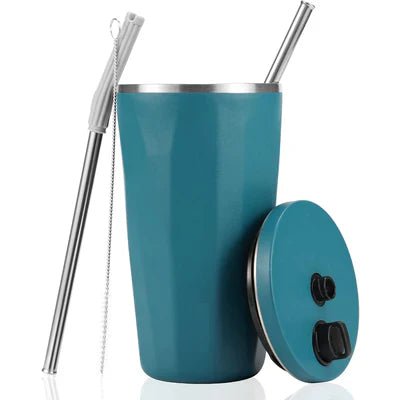Stainless Steel Coffee Mug with Lid, 600 ml Thermal Mug with Straw, Tea Cup, Travel Mug, Double-Walled Insulated Leak-Proof Coffee to Go Mug - Memories InsiteDouble Wall Vacuum Flask Tumbler -3